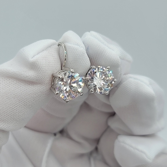 Silvertone Crystal Leverback Earrings #1332 - Picture 11 of 13